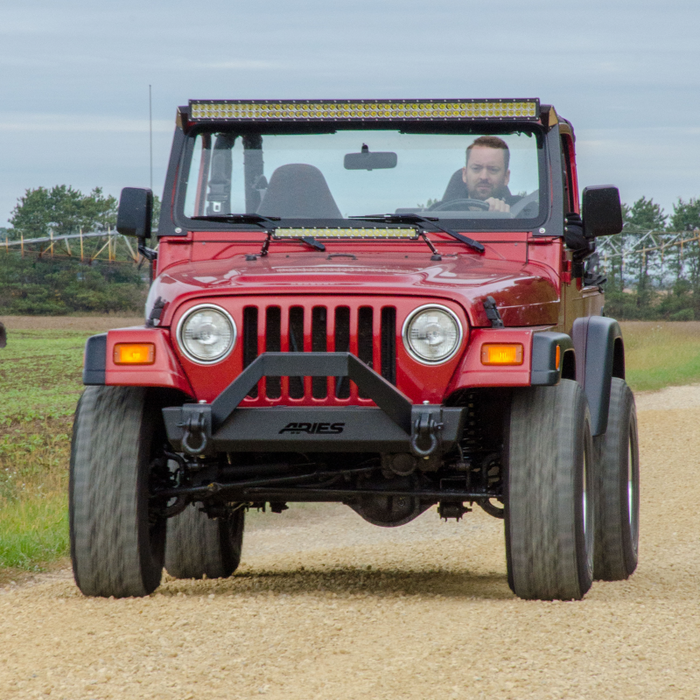 ARIES TrailCrusher Jeep Wrangler TJ Steel Front Bumper with Brush Guard, 9.5K Model 2186001