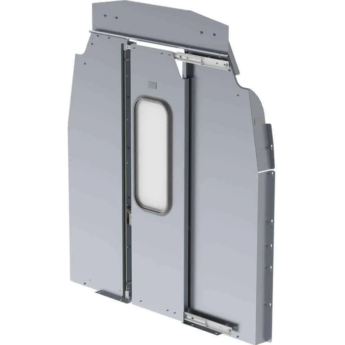 Ranger Design Aluminum Straight Sliding Door Partition for Ford Transit High Roof 148" & 148" Extended Wheelbase/ Polycarbonate Window Model 3068-FTH