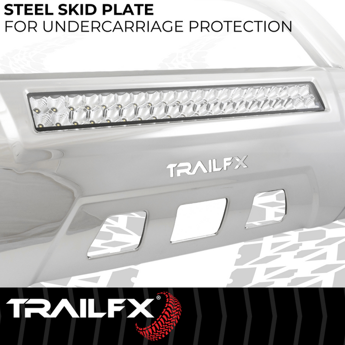 TrailFX 3.5" Oval Bull Bar w/ Skid Plate Polished Stainless Steel w/ 20 Inch Double Row Light Bar Model B1613SKIT