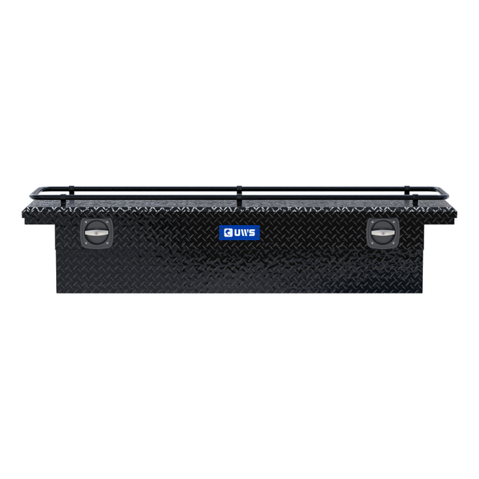 UWS 72" Gloss Black Aluminum Secure Lock Crossover Truck Tool Box, Low Profile, With Rail Model SL-72-LP-BLK-R
