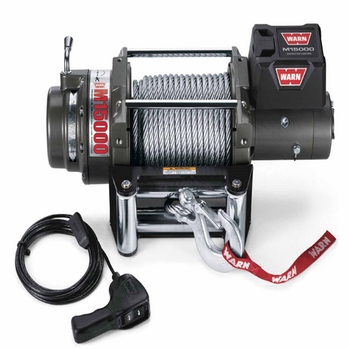 Warn M15 12V Heavyweight Winch 15,000 lb, With 90 Feet of 7/16 Inch Steel Rope Model 47801