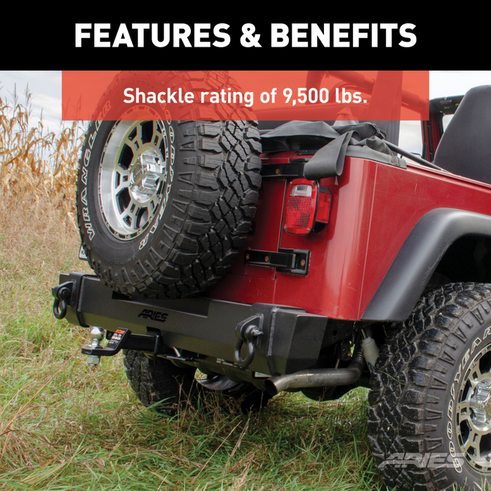ARIES TrailCrusher Jeep Wrangler TJ Steel Rear Bumper, 9.5K Model 2157001