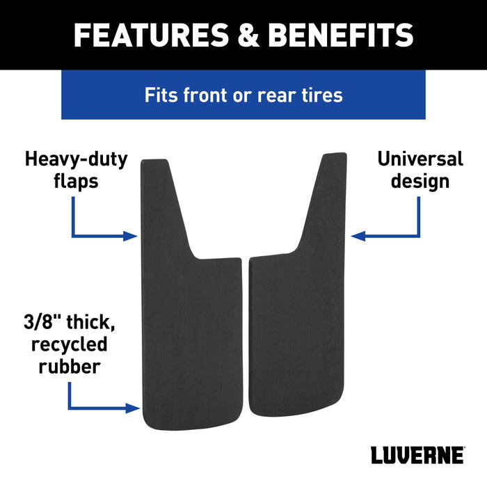 Luverne Universal Front or Rear 12" x 20" Textured Rubber Mud Guards (2 Flaps) Model 251020