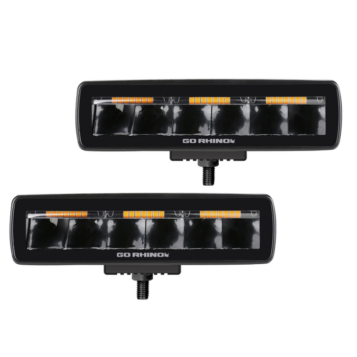 Go Rhino Blackout Series SIXLINE  Spot Lights w/Amber LEDs Model 750600622SBS