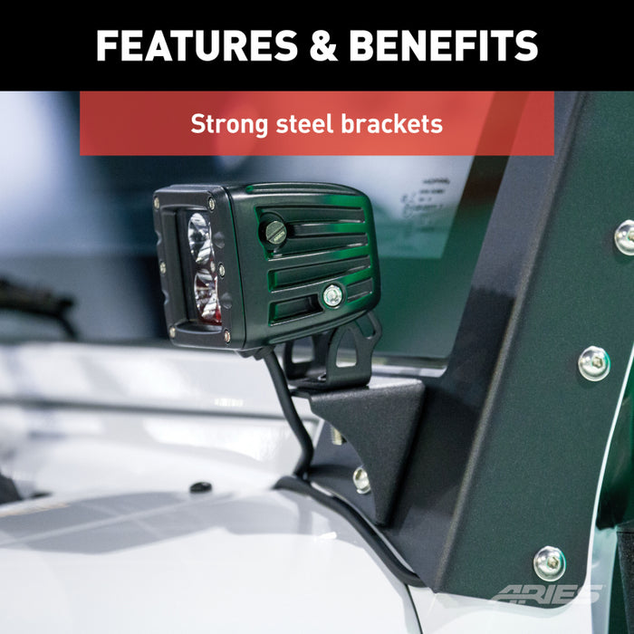 ARIES Jeep Wrangler JK Windshield Light Brackets Model AR15800