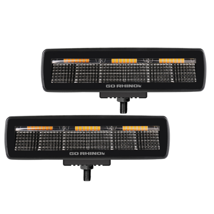 Go Rhino Blackout Series SIXLINE 6-LED Flood Light Pods, W/Amber LEDs Model 750600622FBS