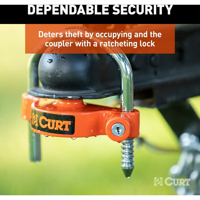 CURT Universal Trailer Coupler Lock, Bright Orange, Fits Couplers with 1-7/8", 2" or 2-5/16" Ball Diameter Model 23090