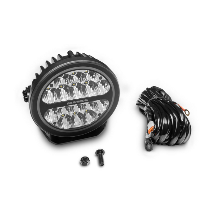Go Rhino Blackout Series MAXROUND 7" LED Driving Light with Daytime Running Lights Model 750800711DRS