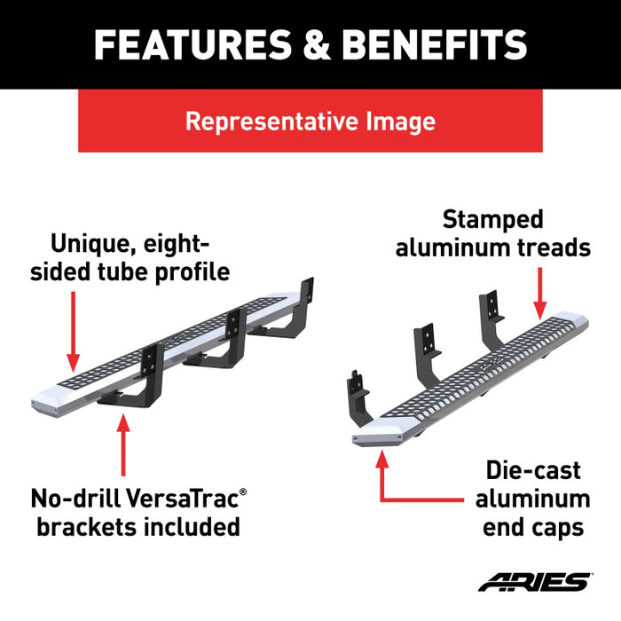 ARIES AdvantEDGE 5-1/2" x 85" Chrome Aluminum Side Bars, Select Nissan Titan, XD Model 2555042