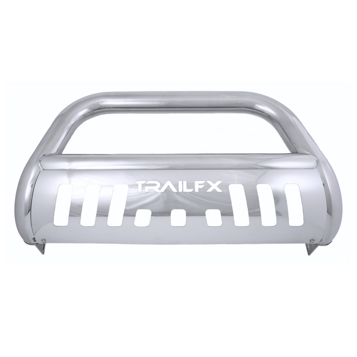 TrailFX 3" Round Bull Bar w/ Skid Plate w/ Light Option Polished Stainless Steel Model B0045S