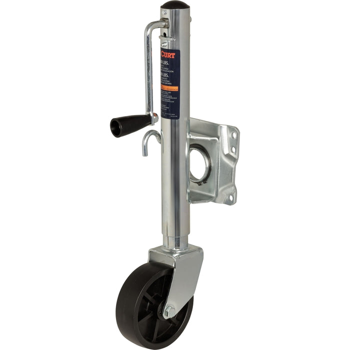 CURT Marine Boat Trailer Tongue Jack with 6-Inch Wheel, 1,000 lbs. Support Capacity, 10 Inches Vertical Travel Model 25004