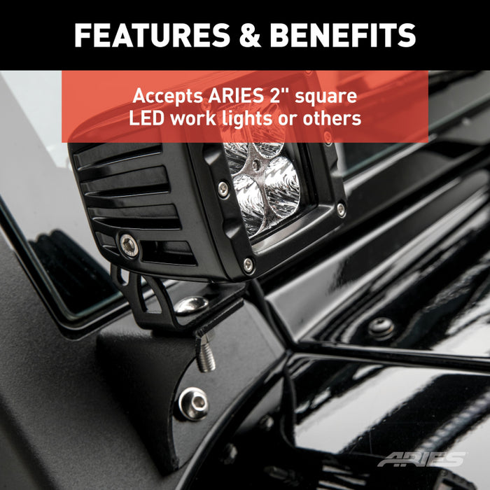 ARIES Jeep Wrangler JK Windshield Light Brackets Model AR15800