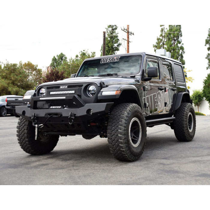 Westin WJ2 Full Width Front Bumper With LED Light Bar Mount Textured Black Steel Model 59-80125
