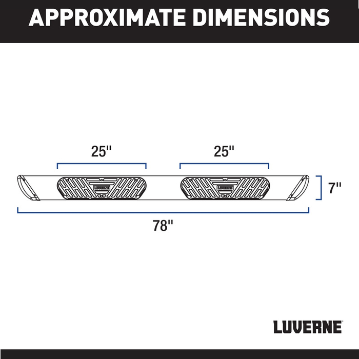 Luverne Regal 7 Black Stainless 78" Oval Side Steps, Select Ford F250, F350, F450, F550 Model 277078-401734