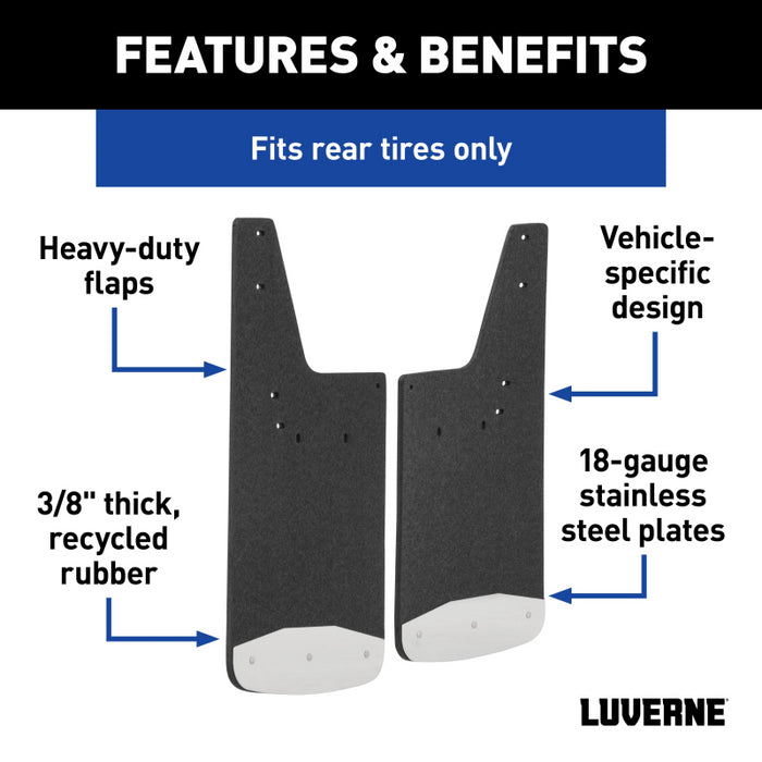 Luverne Rear 12" x 20" Rubber Mud Guards, Select Dodge, Ram 1500, 2500 (2 Flaps) Model 250931