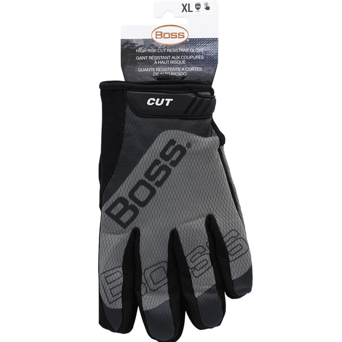 PIP Boss Black/Gray Gloves, Microfiber Palm W/Mesh Back/Touchscreen Friendly-A5 Cut/A4 Abrasion-Size Medium Model 120-MC1225T/M