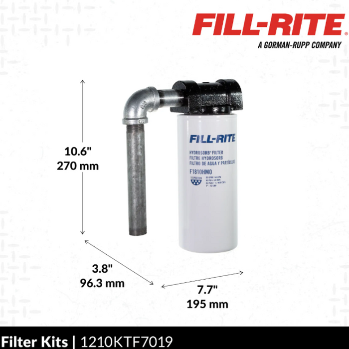 Fill-Rite 3/4" Fuel Filter Kit For 8-25 GPM Pumps Model 1210KTF7019