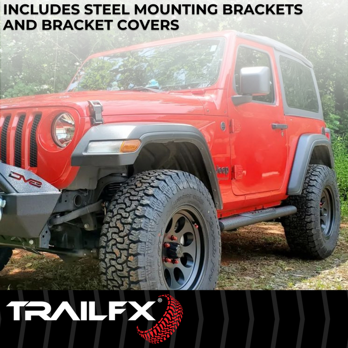 TrailFX 4" Oval Straight Step Nerf Bars W/ Step Pads Matte Black Steel Model A1559T