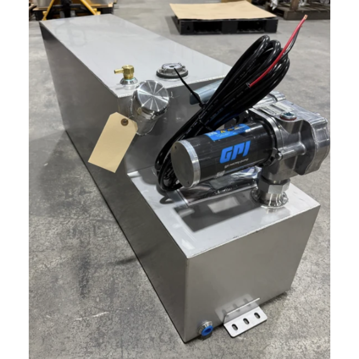 Boyd Welding Stainless Steel 35 Gallon 48x12x18 Tank With GPI 15GPM Pump Driver Side Only Model 13004-SS-DP