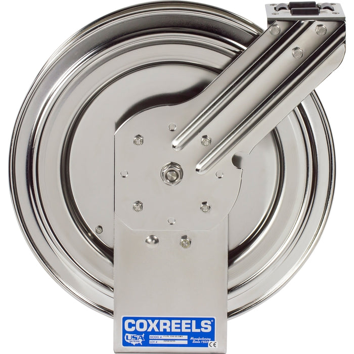 Coxreels P-SS Series Electro-Polished Stainless Steel Spring Driven Hose Reel 3/8 in. x 50 ft. 300 PSI Low Pressure - No Hose Model P-LPL-350-SS