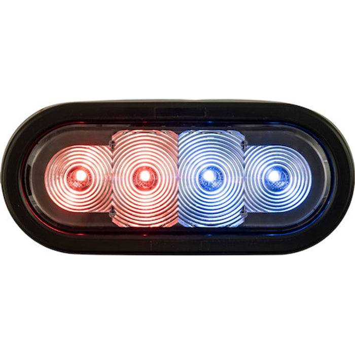 Buyers Products 6 Inch LED Oval Strobe Light with Red/Blue LEDs and Clear Lens Model SL62RB