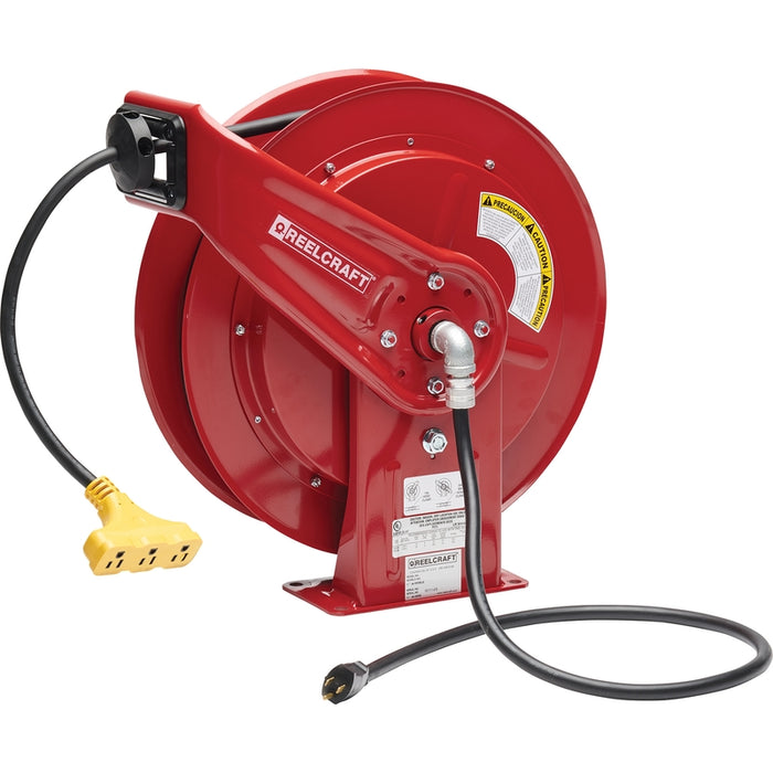 ReelCraft Series L 70000 12/3 100 ft. Heavy Duty Triple Outlet Power Cord Reel Model L701001239