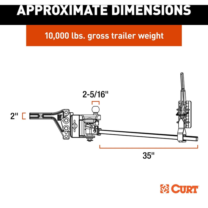 CURT TruTrack 4P Trailer-Mounted Weight Distribution Hitch with Active Sway Control, Up to 10,000 GTW Model 17520