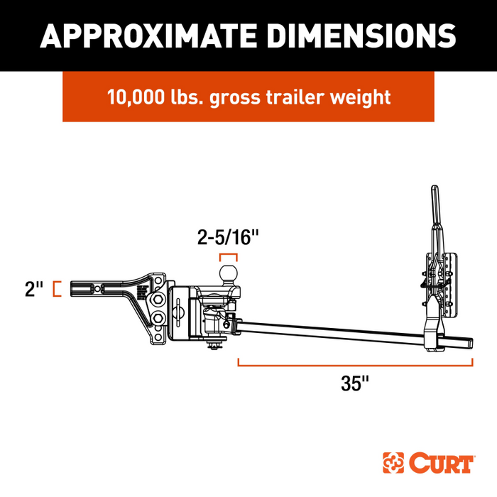 CURT TruTrack 4P Trailer-Mounted Weight Distribution Hitch, 8-10K Model 17520