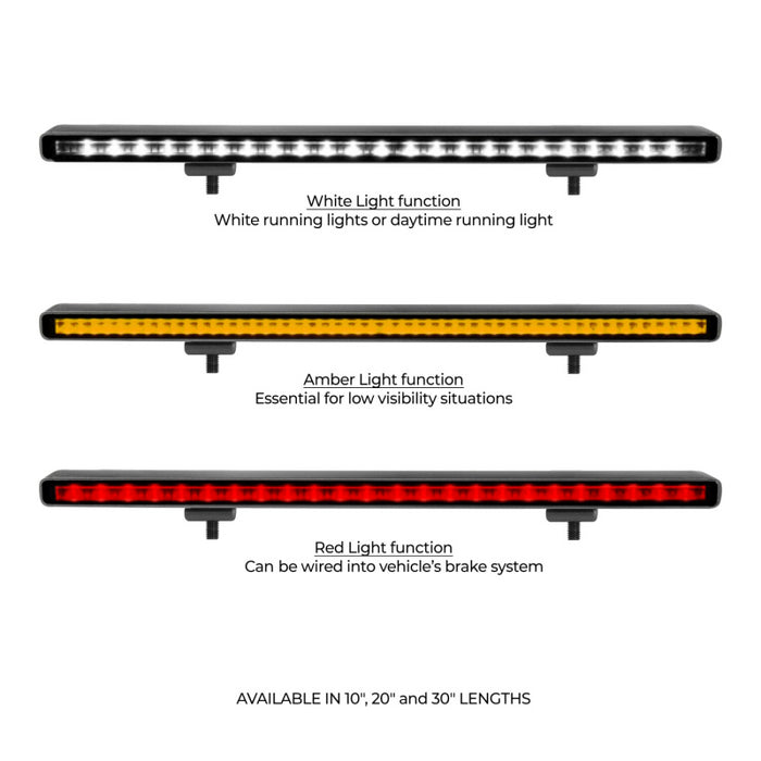Go Rhino Flash Series 10" Multi-Function Slim LED Light Bar White/Amber/Red Model 750001014CBS