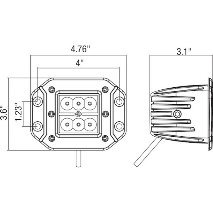 Buyers Products Recessed 3 Inch Wide LED Square Flood Light Model 1492138