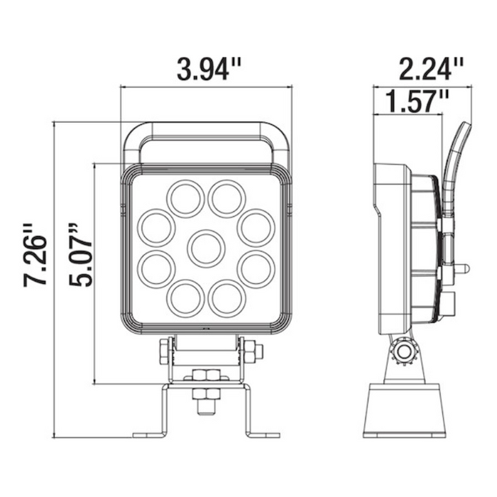 Buyers Products 4 Inch LED Square Flood Light with Switch and Handle Model 1492193