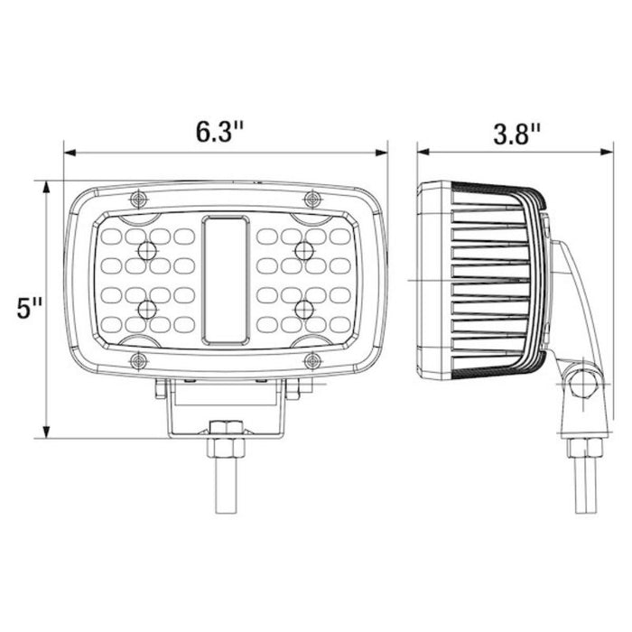 Buyers Products Ultra Bright 6.5 Inch Wide Rectangular LED Flood Light 1492194