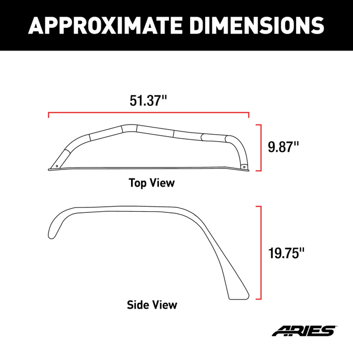 ARIES Jeep Wrangler JK Smooth Carbide Black Aluminum Front Fender Flares Model 1500211