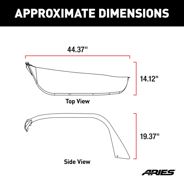 ARIES Jeep Gladiator & Wrangler JL Smooth Carbide Black Aluminum Front Fender Flares Model 1500213
