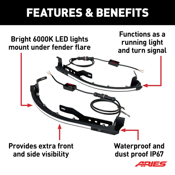 ARIES LED Fender Lights for Jeep Wrangler JK Model 1500230