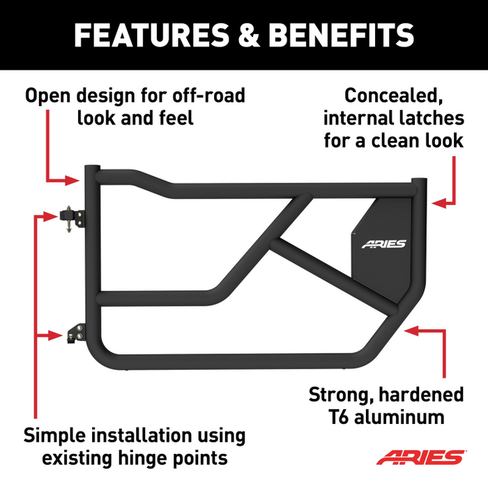 ARIES Front Tube Doors for Ford Bronco 2-Door Model 1500255