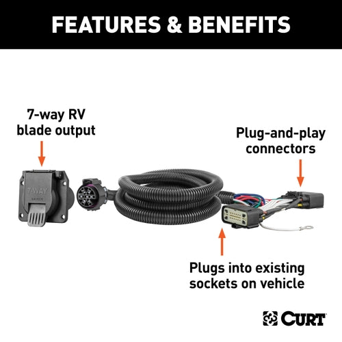 CURT Vehicle-Side Custom RV Blade 7-Pin Trailer Wiring Harness, Fits Select Ford F-150 Model 56413