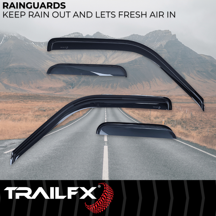 TrailFX Low Profile Side Window Deflector Fits Front And Rear Tape-On Smoke Acrylic Set Of 4 Model 4231H