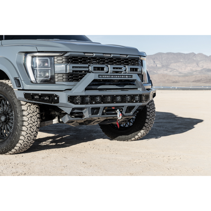 Bodyguard Freedom Front Baja Winch Mount Sensor Cutouts W/O Mesh Grille With Camera Harness & Pod Bare Metal Model LBF21IYBNB