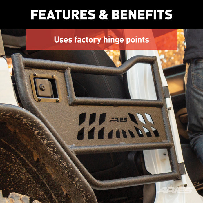 ARIES Jeep Wrangler JL, Gladiator Aluminum Rear Tube Doors Model 2500200