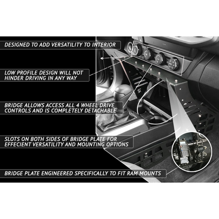 Rago Fabrication 2016-2023 3rd Gen Toyota Tacoma Center Console Molle Storage Panel Model R1619TTAUCCMP