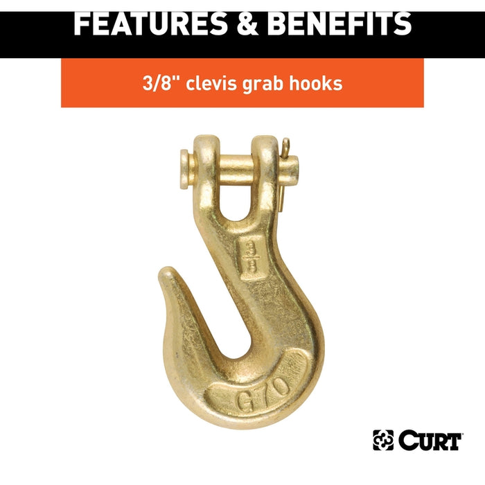 CURT 14-Foot Transport Binder Chain, 3/8-Inch Clevis Hooks, 26,400 lbs Break Strength, Load Tie-Down, Trailer, Flatbed Model 80309