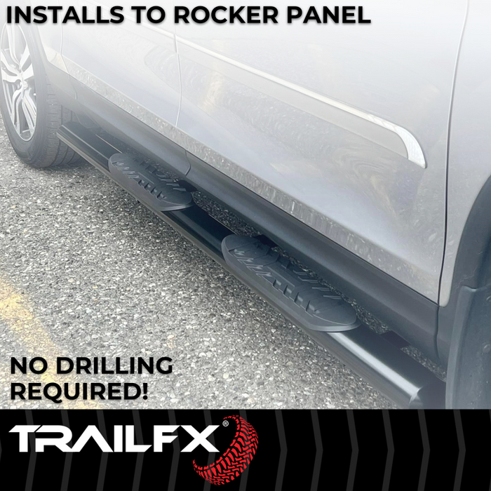 TrailFX 4" Oval Straight Step Nerf Bars W/ Step Pads Matte Black Steel Model A1559T