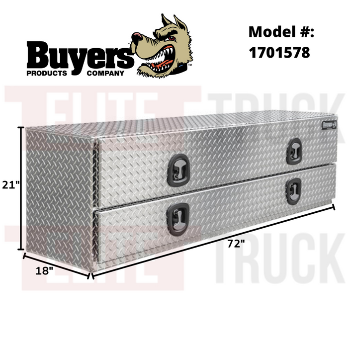 Buyers Products 72 Inch Diamond Tread Aluminum Contractor Top Mount Truck Box 1701578