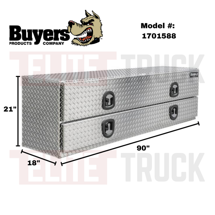 Buyers Products Flatbed Contractor Top Mount Truck Box With Drop Down Doors 90" Aluminum Model 1701588