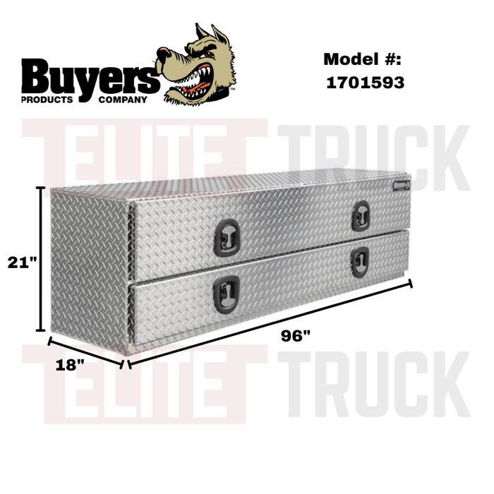 Buyers Products Flatbed Contractor Top Mount Truck Box With Drop Down Doors 96" Aluminum Model 1701593