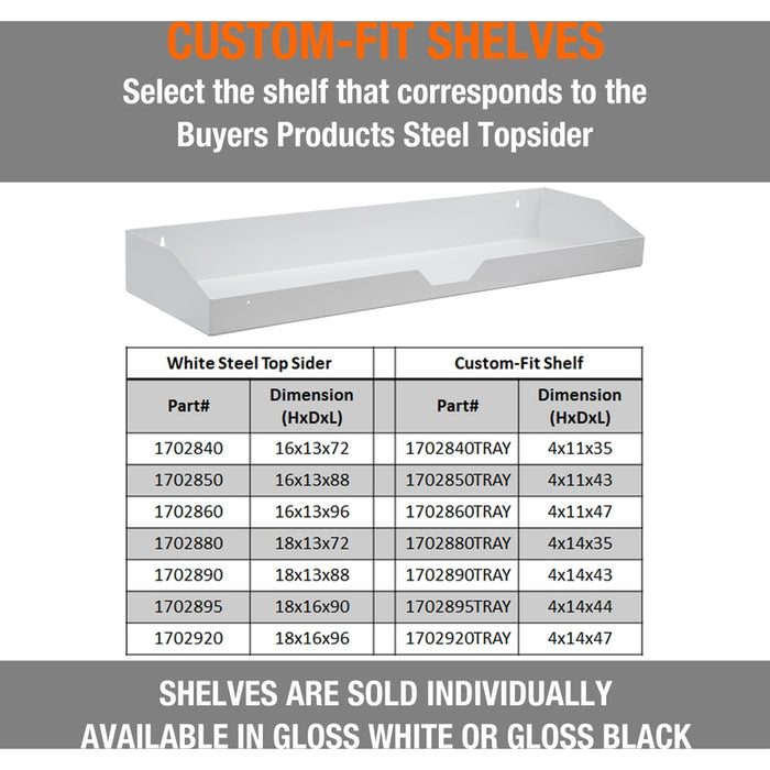 Buyers Products 16x13x96 Inch White Steel Top Mount Truck Box Model 1702860