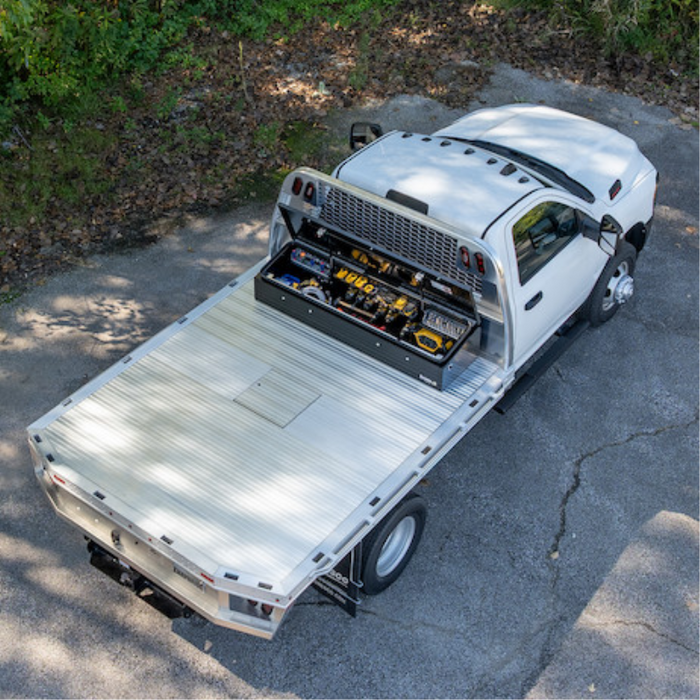 Buyers Products 14x20x72 Heavy-Duty Flatbed Contractor Truck Tool Box Series with Flip-Up Door Gloss Black Steel Model 1703945