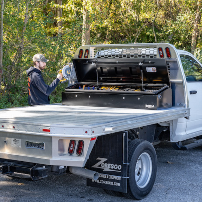 Buyers Products 14x20x72 Heavy-Duty Flatbed Contractor Truck Tool Box Series with Flip-Up Door Gloss Black Steel Model 1703945