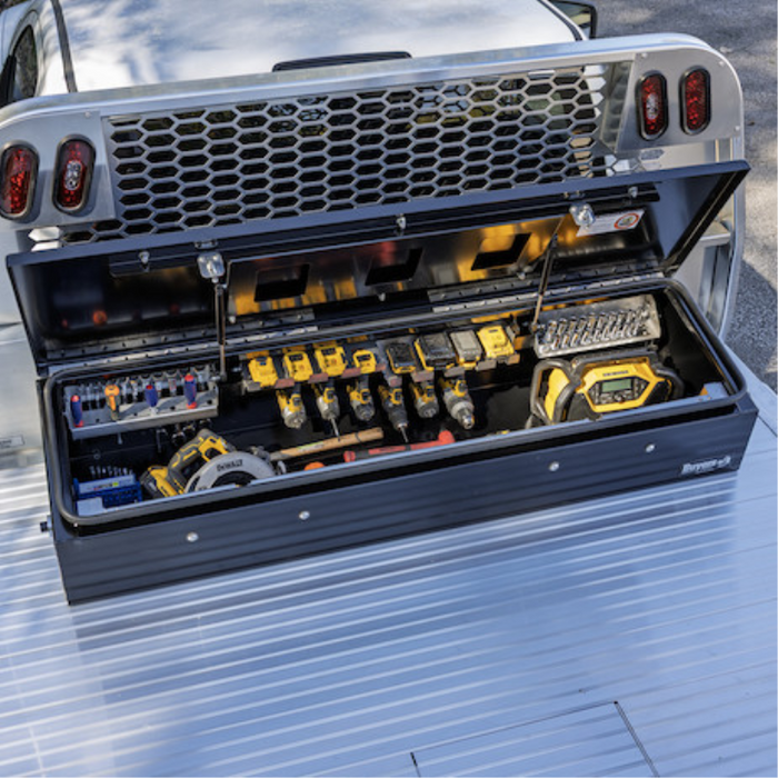 Buyers Products 14x20x72 Heavy-Duty Flatbed Contractor Truck Tool Box Series with Flip-Up Door Gloss Black Steel Model 1703945
